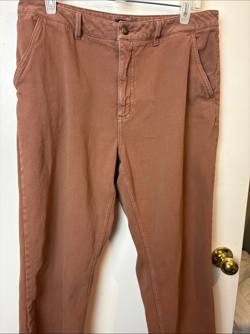 Organic Stretch Cotton Twill Straight Leg Cropped Pants 14
